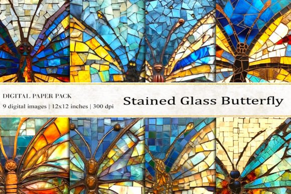 Butterfly Stained Glass Digital Papers: Elevate Your Creative Projects with AI-Generated Art