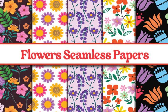 Colorful Digital Flower Papers Bundle