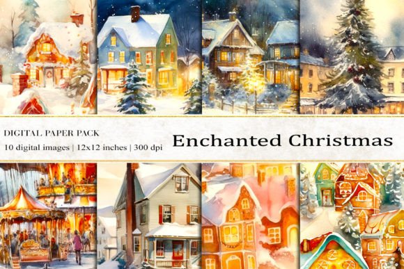 Enchanted Christmas Scenes Digital Paper: Where AI Art Meets Holiday Creativity