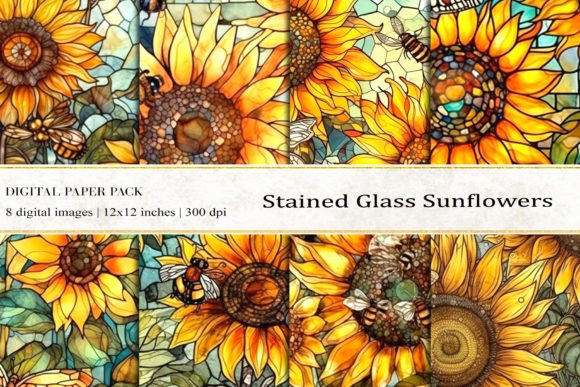 Exploring Sunflower Stained Glass Digital Papers for Creative Projects