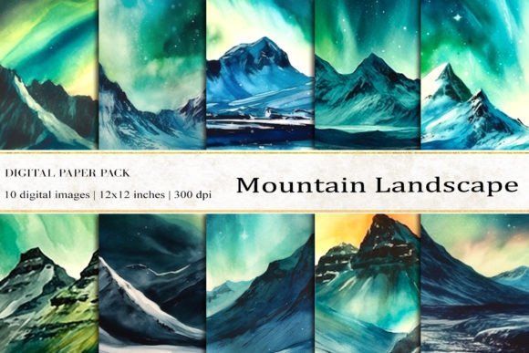 Mountain Landscape Digital Papers for Creatives