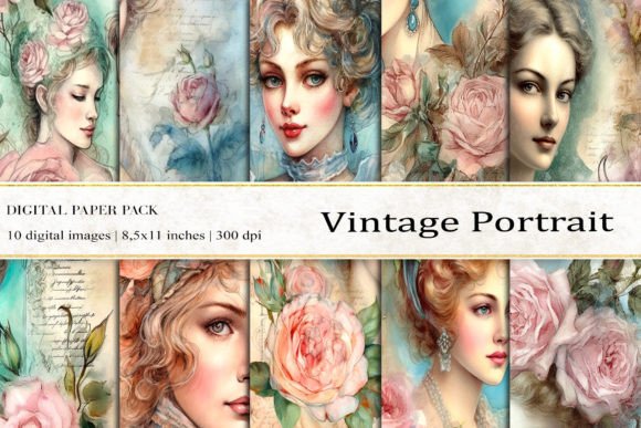 Vintage Portrait Digital Papers for Creatives