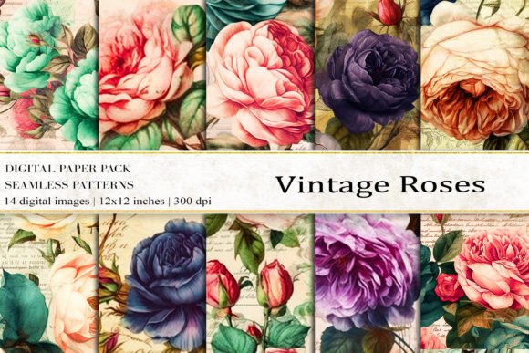 Vintage Roses Digital Papers