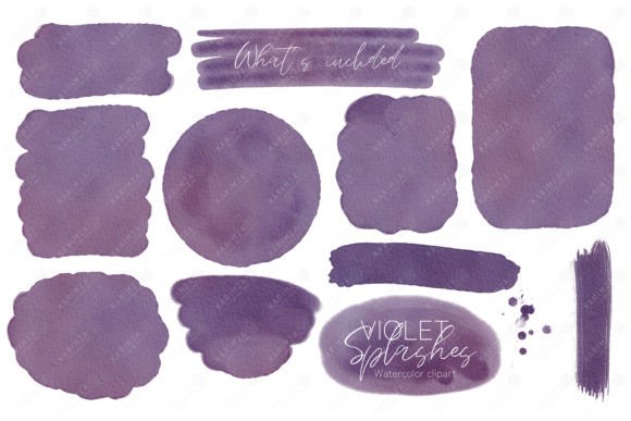 Watercolor Purple Stains Clipart PNG for Creative Projects